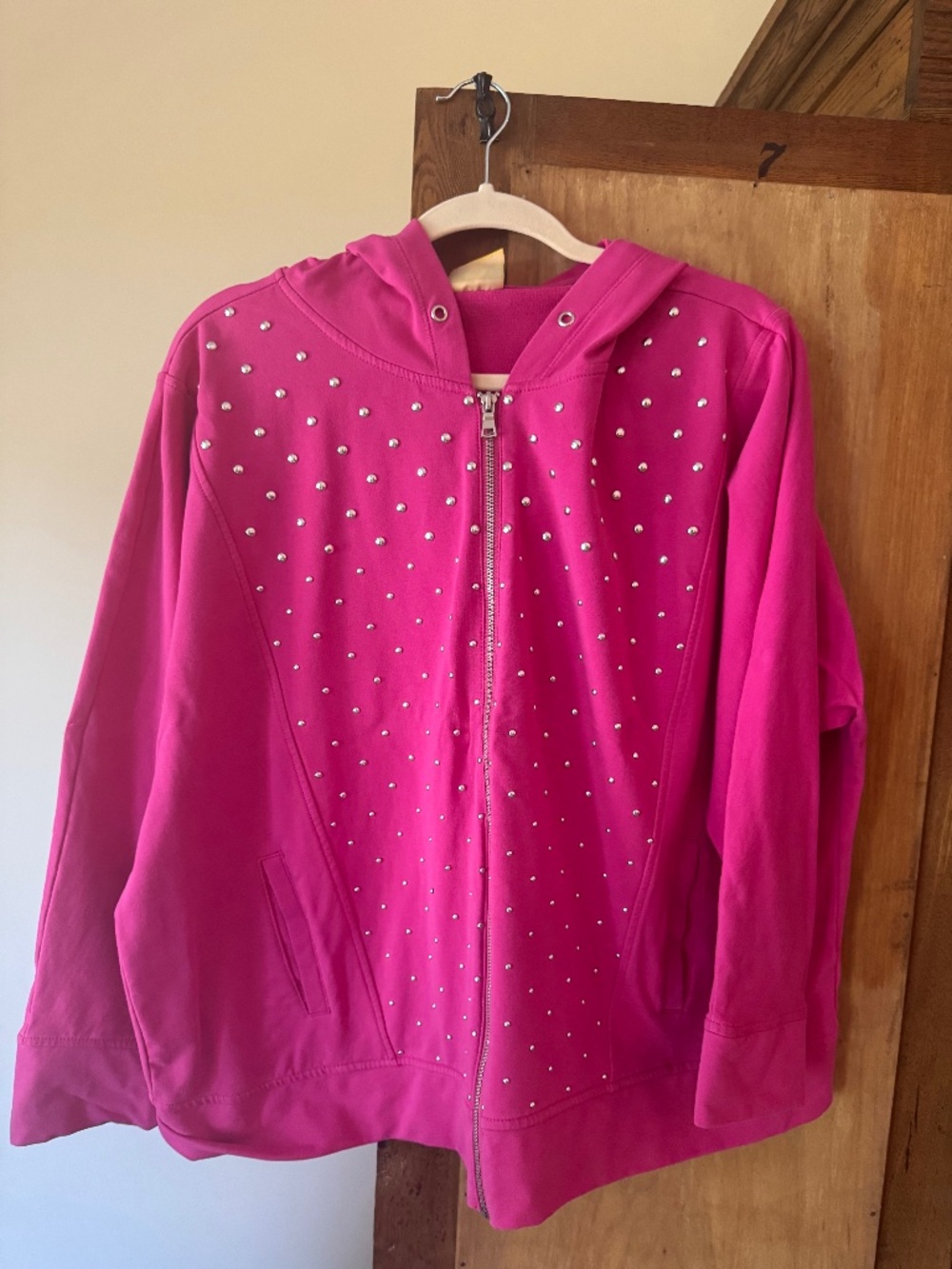 Embellished Pink Zip Hoodie